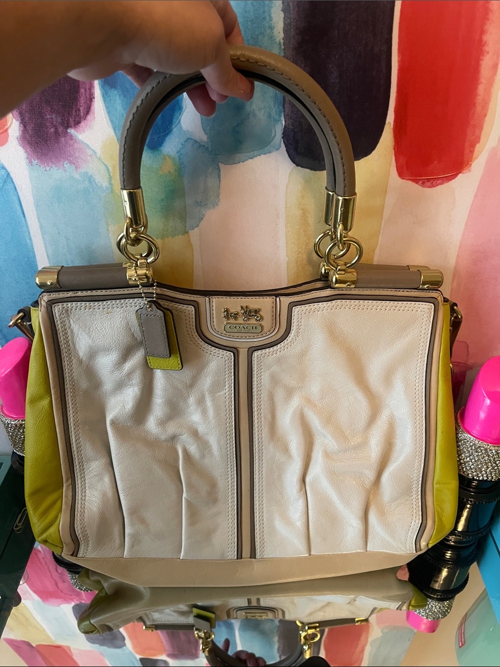 Coach Leather Satchel with Taupe Trim style No 22271